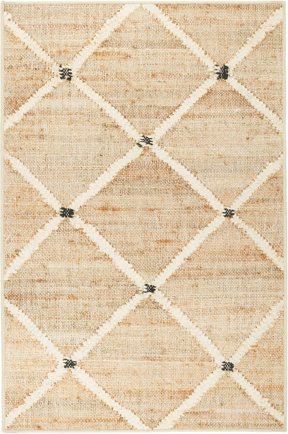Dash and Albert Kali Machine Washable Area Rug - 6' x 9' Natural - Diamond Accent Rug - Anti-Slip Backing, Lightweight, Machine Washable, High Traffic Areas Kitchen, Mudroom, Laundry Room