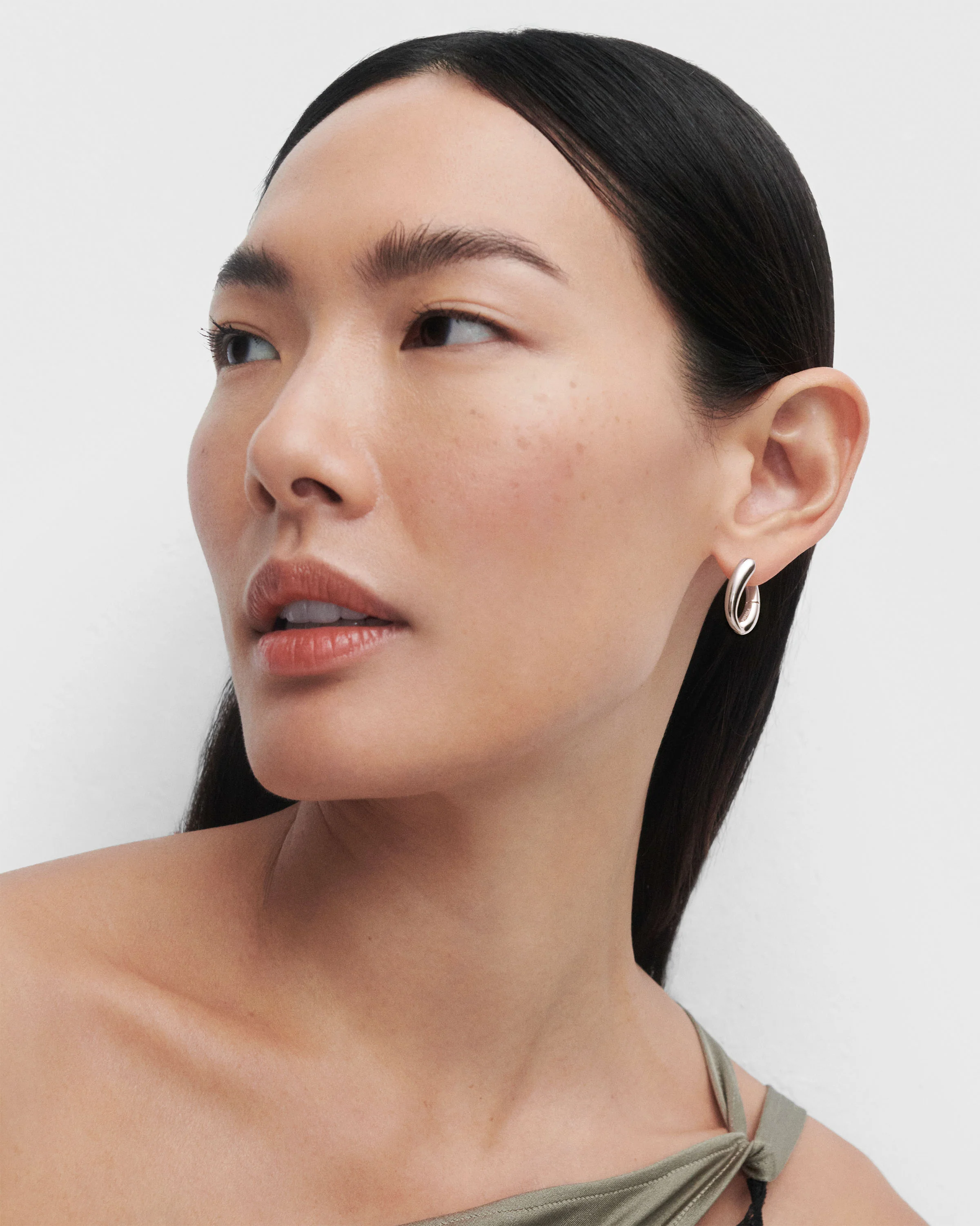 Helix silver hoops