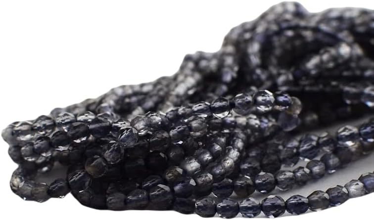 13 inch Strand of Natural gem Iolite, 2mm Round Faceted Beads for DIY Jewelry Making. | Beads_04907
