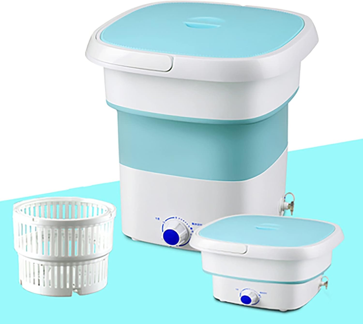 Mini Portable Washing Machine, Foldable, Bucket, Washer, Baby Washing Machine, for Apartment, Laundry, Camping Travel-Best Choice (Color : Blue)