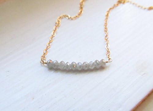 JEWELZ diamond necklace rough diamond april birthstone white polished rondelles gold silver plated2.5 mm