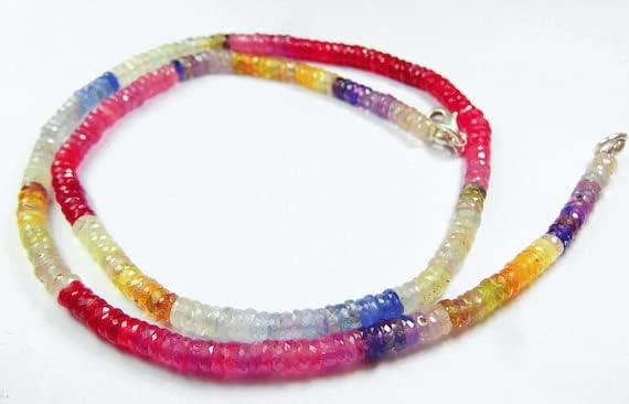 BEADS GEMSTONE 1 Strand Natural 17 inch stands Extremely Super Finest, AAA Multi color Sapphire Faceted Shape Tyre Cut Beads Wheel Cut Beads Necklace 4 MM Code-HIGH-22430