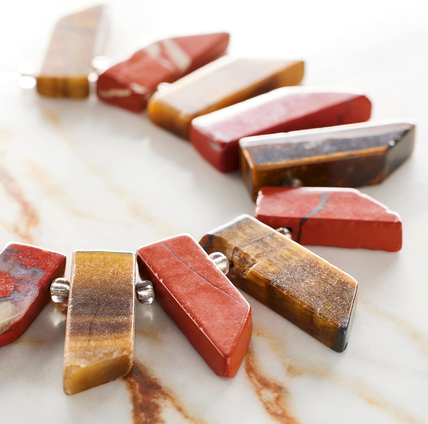 Bead Landing Red Jasper & Tiger Eye Stick Beads, 12 Pack