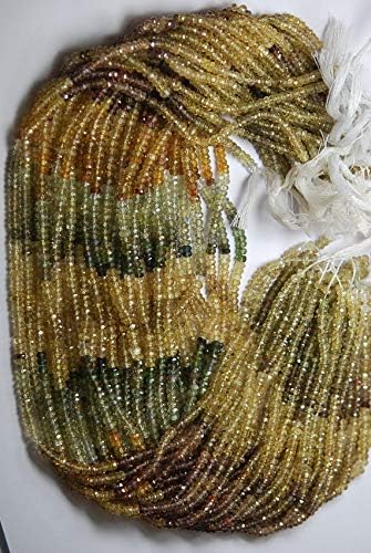 13 inch Strand of Machine Cut Quality,Natural Multi Color Zircon Micro Faceted Rondells,4 Size mm Code-HIGH-55927