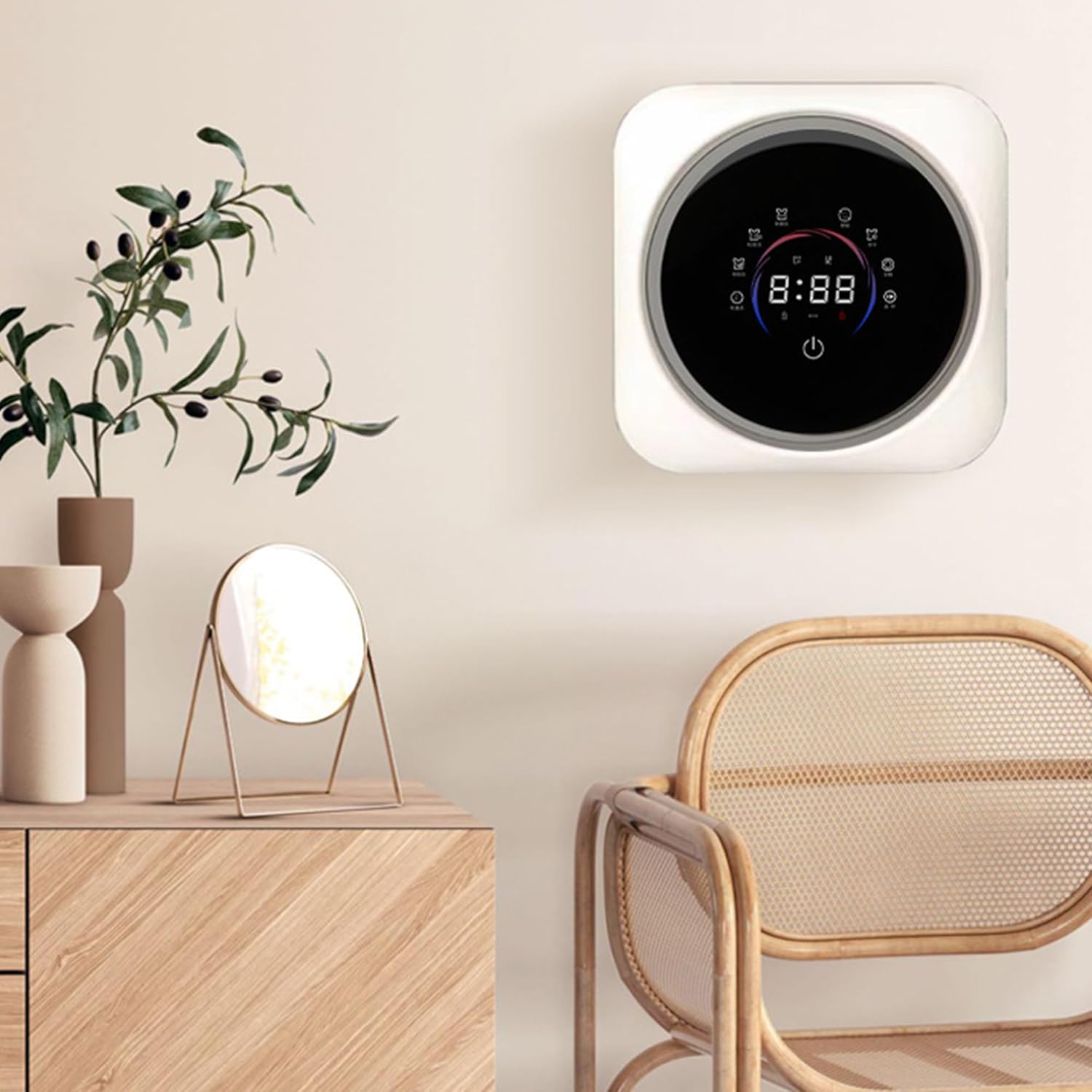 2-in-1 Mini Portable Washer and Dryer Combo - Wall Mounted Fully Automatic Front Drum Washing Machine with LCD Control Panel - for Small Clothes, Underwear, Socks Wall-Mount