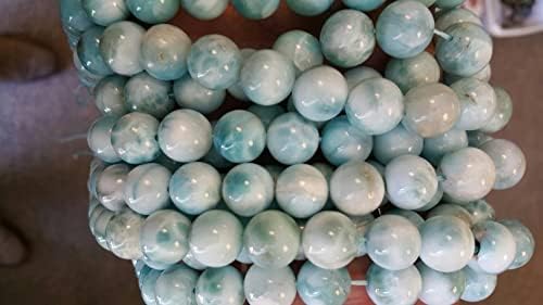 13 inch Strand of gem larimar 8mm Round Smooth Beads for DIY Jewelry Making. larimar Beads Strand