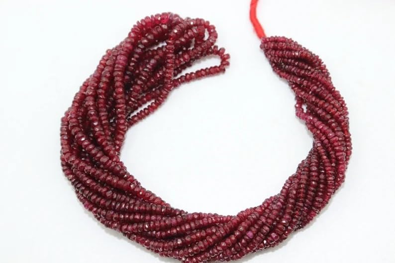 Natural Longido Ruby Faceted Rondelle Beads 3mm Ruby Rondelle Beads for Jewelry Making