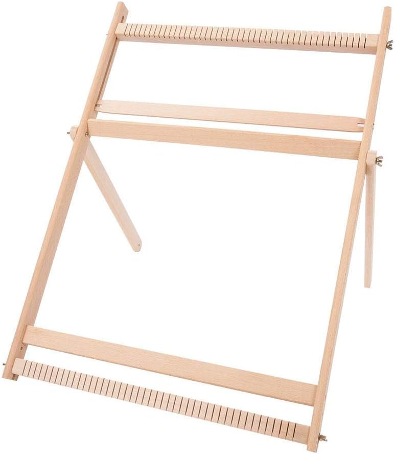 Weaving Looms with Stand, Wooden Multi-Craft Weaving Loom Kit Adjustable Weaving Frame Solid Wood Blanket Scarf DIY Loom Sewing Machine, for Handkerchiefs, Cup Holders, Drawstring Bags