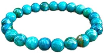 good luck gift 7.5mm Stretchable Blue Peruvian Chrysocolla Bracelet Round, Smooth 7