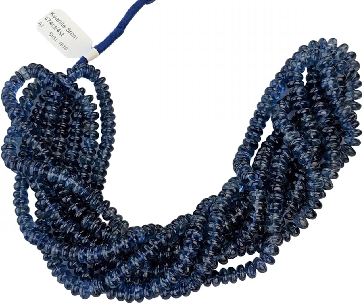 1 Strand Blue Kyanite 5mm - 6mm Smooth Rondelles 16