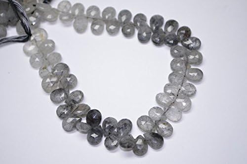 13 inch natural beads strand of 11mm faceted pear rutilated quartz gemstone briolletes beads for DIY jewelry - necklace, bracelet, earring, ring.