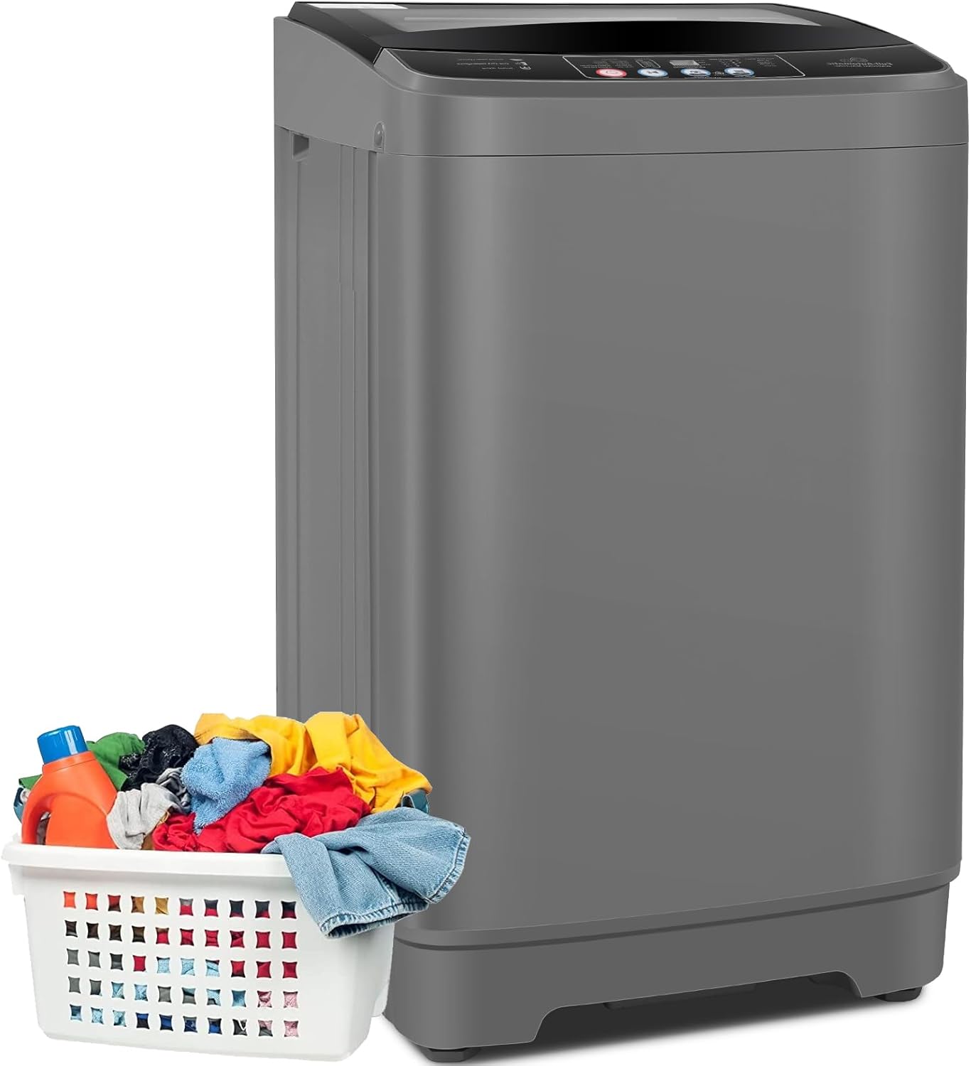 Nictemaw Portable Washing Machine, 20Lbs Capacity Full-Automatic Portable Washer Machine, 2.8Cu.ft Washer and Dryer Combo with 10 Programs & 8 Water Levels for Apartment, Dorms, RV-Glass Cover