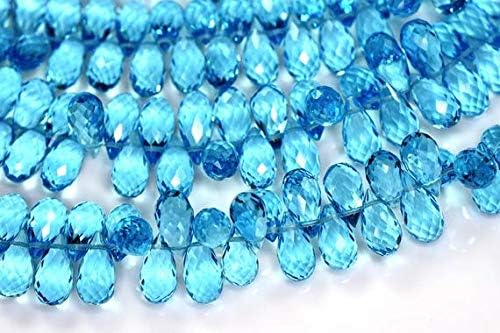 7 Inch 10-11mm Vivid Sky Blue Topaz Quartz Micro Faceted Tear Drops Briolette Beads Code-HIGH-59978
