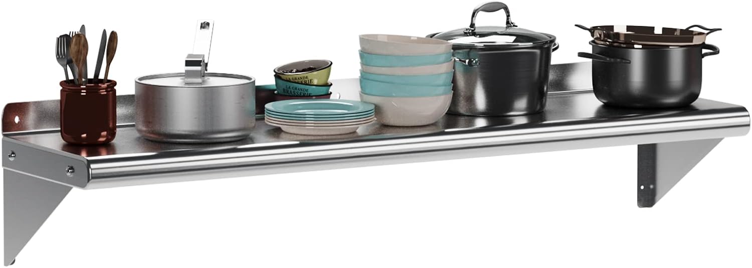 TrailBlaze Stainless Steel Shelf NSF-Certified Appliance & Equipment Metal Shelf Mount Shelf with Backsplash for Kitchen, Restaurant, Garage, Laundry, Utility Room