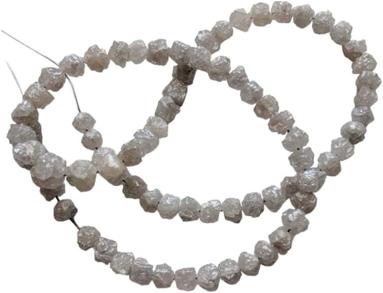 3.5-5.5mm Raw White Gray Diamond Beads, Rough Diamond Beads, White Gray Raw Uncut Diamond Beads for Jewelry (2.5IN To 10IN Options) - PPD500, 3.5-5.5 MM Approx.