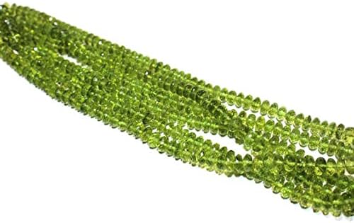 Natural Gemstone Beads Peridot 6mm Rondelles Faceted Bead Strand, Natural Peridot 6mm Faceted Beads 16” Drilled Gemstone Beads Green Peridot