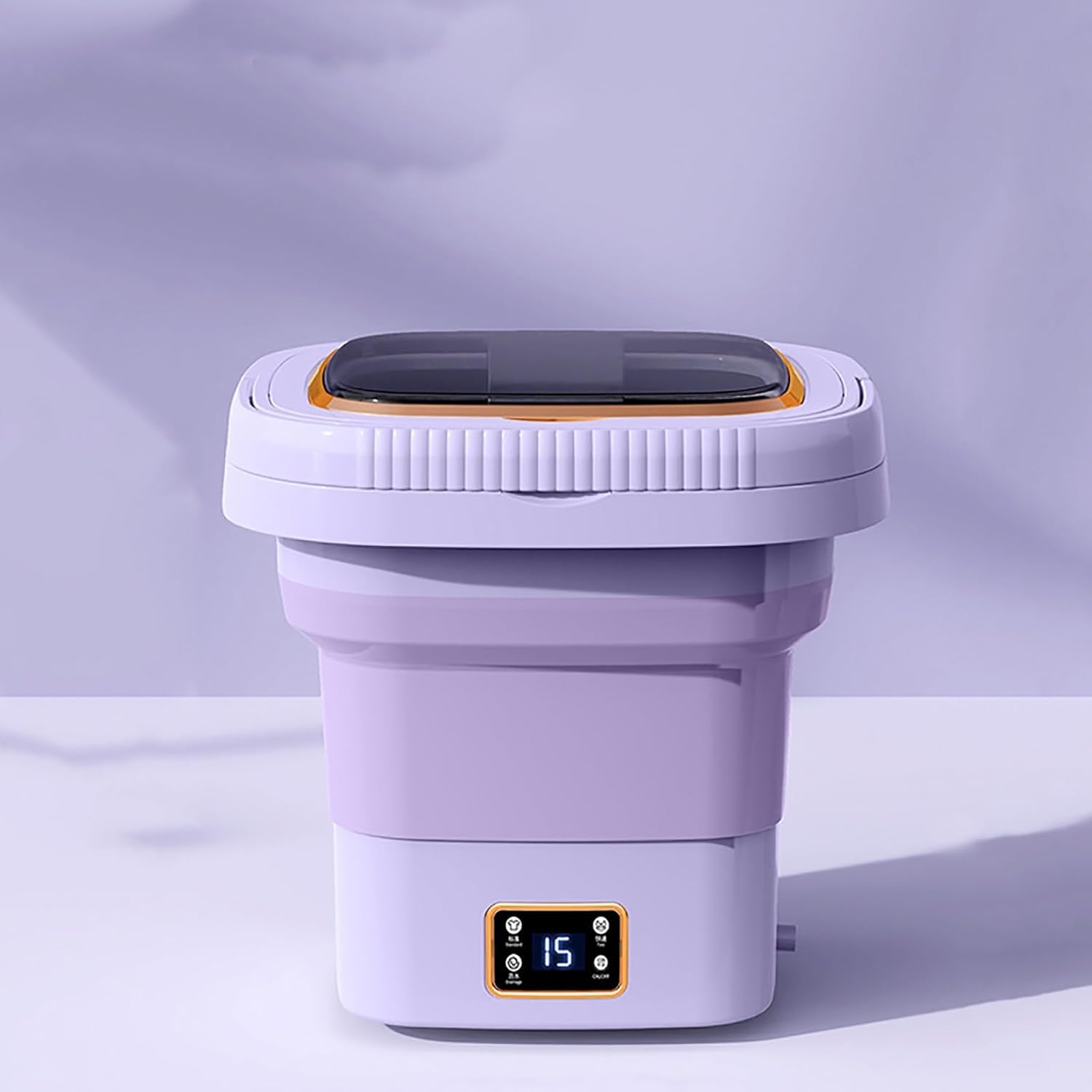 WHYATT Portable Washing Machine, Capacity 9L, Mini Folding Bucket Washing Machine, RV, Travel, Does Not Take Up Space, Light and Easy to Carry, (Color : Purple)
