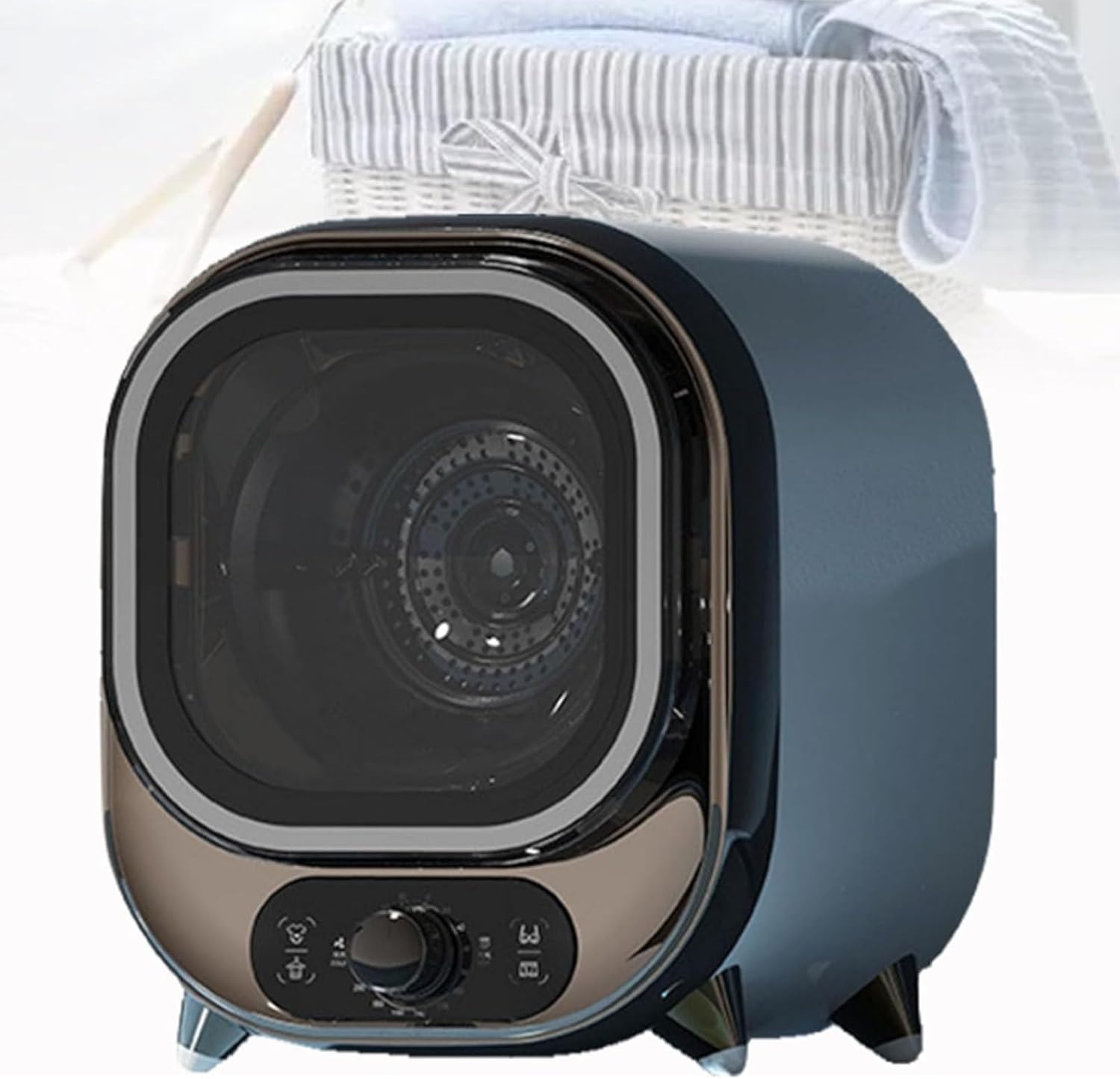 Tumble Dryer, 450W Compact Freestanding Tumble Dryer with Stainless Steel Tub and Customisable Timer, Wall-Mounted Portable Small Clothes Drying Machine Blue