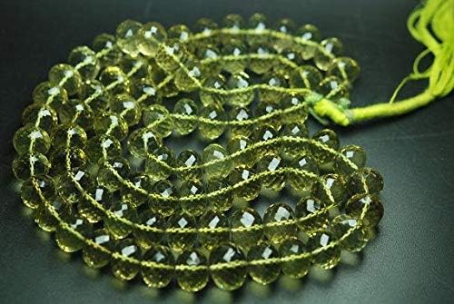Green Gold Quartz Faceted Roundel Beads, Faceted Gemstones, 6-8 mm,Super Shiny Lemon Quartz Roundel 16 inch per String Code-HIGH-39788