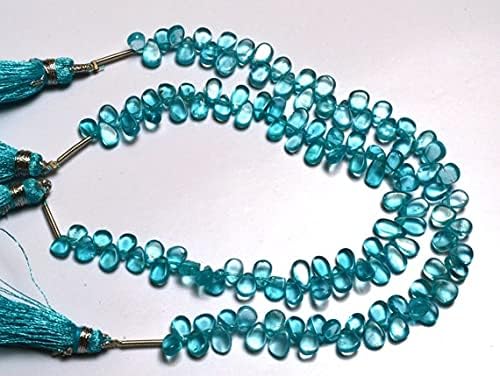 7 inch Strand of Natural Apatite 6mm pear Smooth briolette Beads for DIY Jewelry Making. |BRIO_00500