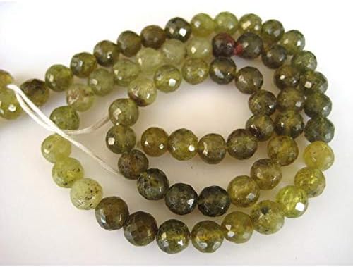 13 inch natural beads strand of 6mm faceted rondelle green garnet gemstone beads for DIY jewelry - necklace, bracelet, earring, ring.