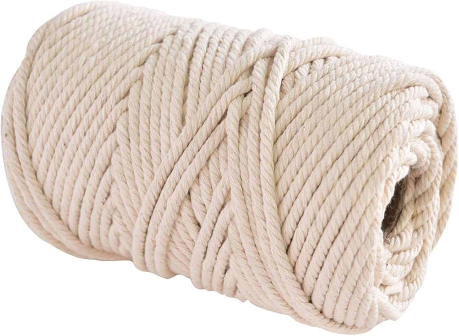 Cotton String Ball, Elastic cord, thread beading string,Macrame Cord Natural Cotton Rope 300 m,Macrame Rope 4 Strand Twisted Soft Cotton Cord 3mm/4/5mm/6, Home DIY Crafting Decoration Decking Rope,Bei