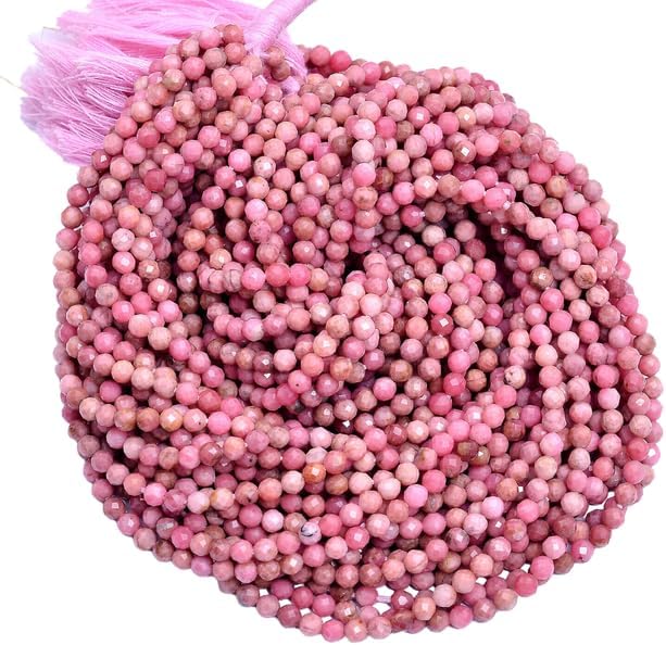 Pink Rhodonite Garnet 3mm-4mm Faceted Rondelle Beads 13inch 5 Strand YO-Strand- 17724
