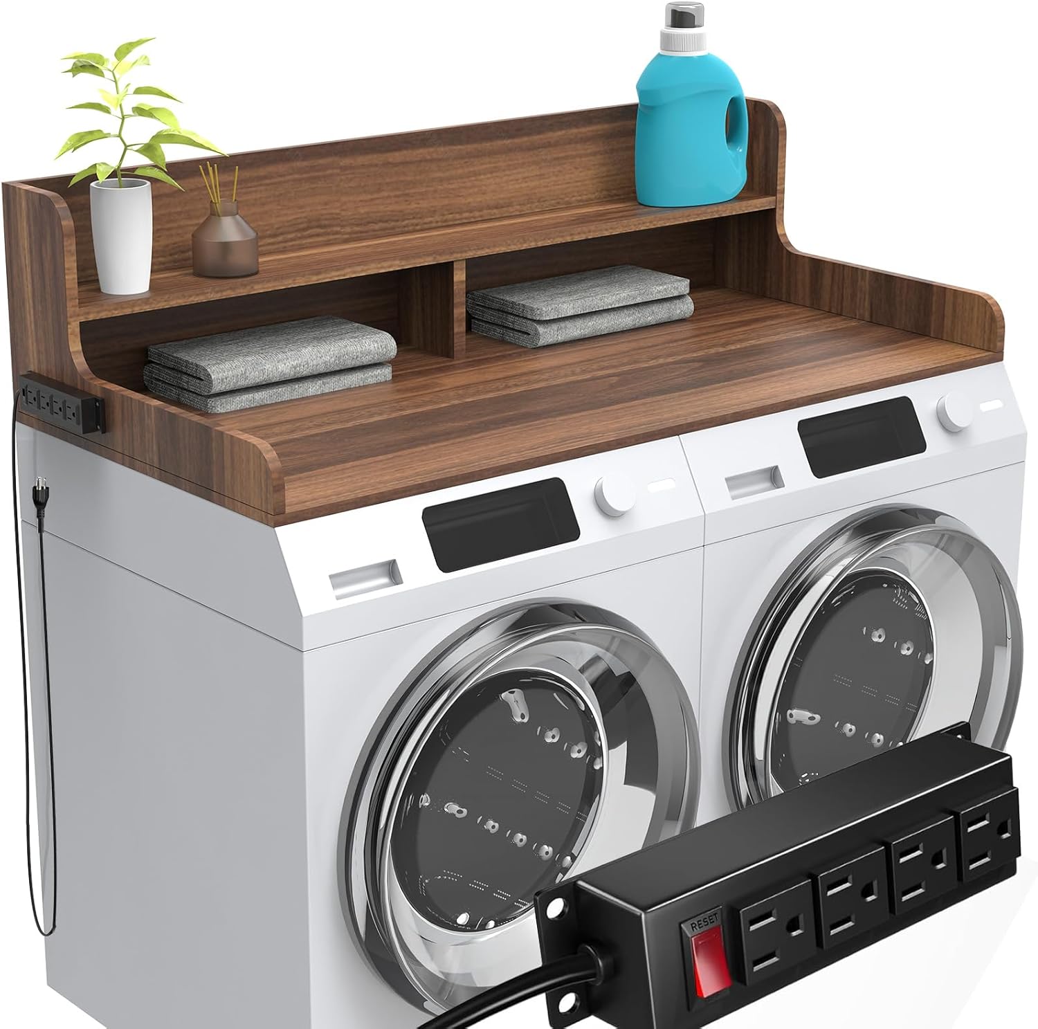 2-Tier Washer Dryer Countertop with Charge Station, 54