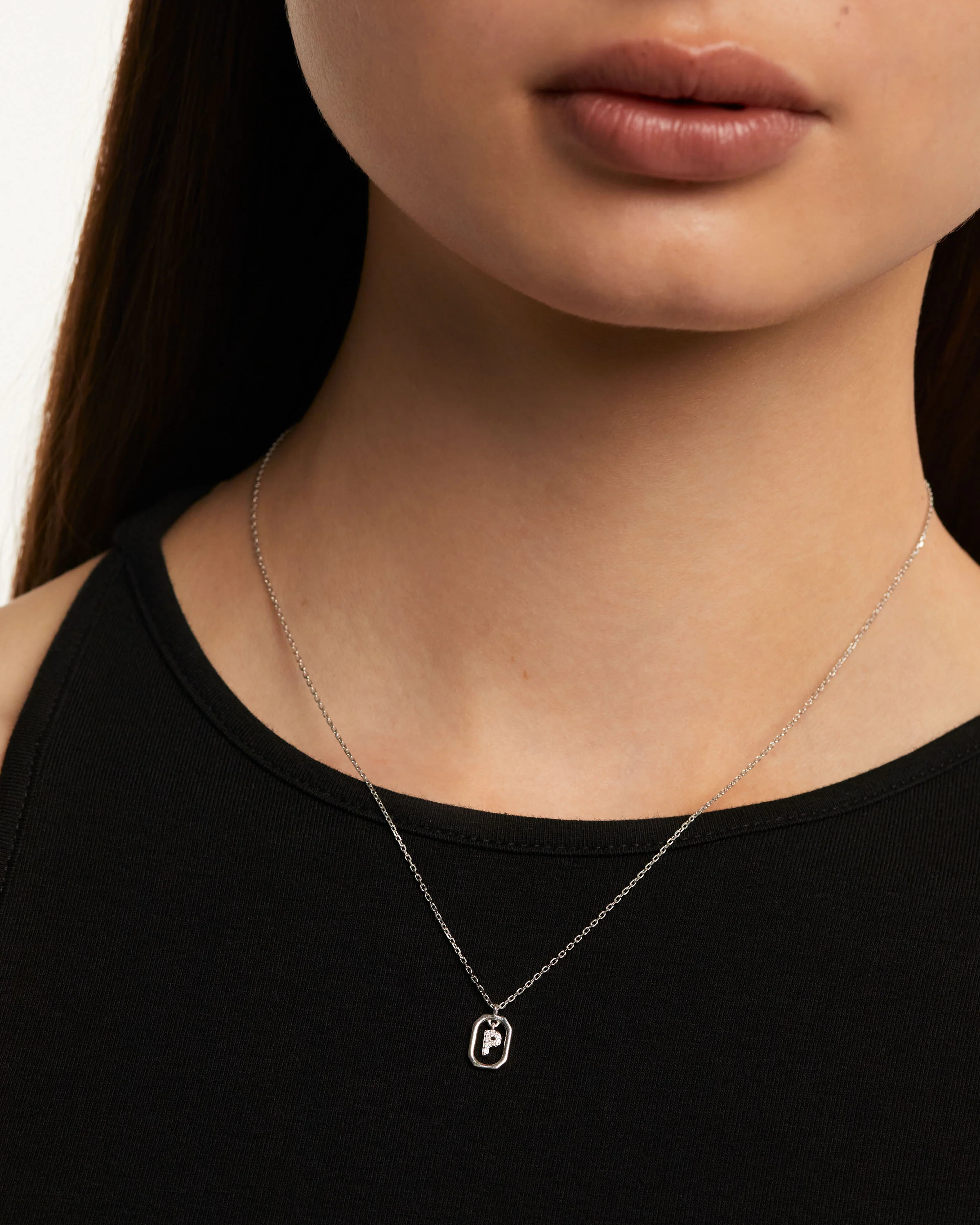 Mini Letter P Silver Necklace