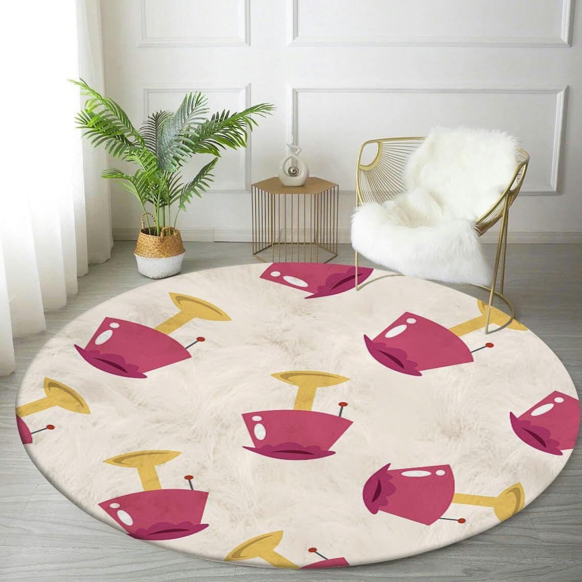 Round Rug 4ft Circle Area Rug Home appliances Theme lamp Cartoon Carpet Washable Small Round Rugs for Bedroom Aesthetic Bathroom Laundry Living Room Kitchen Outdoor, RT-666