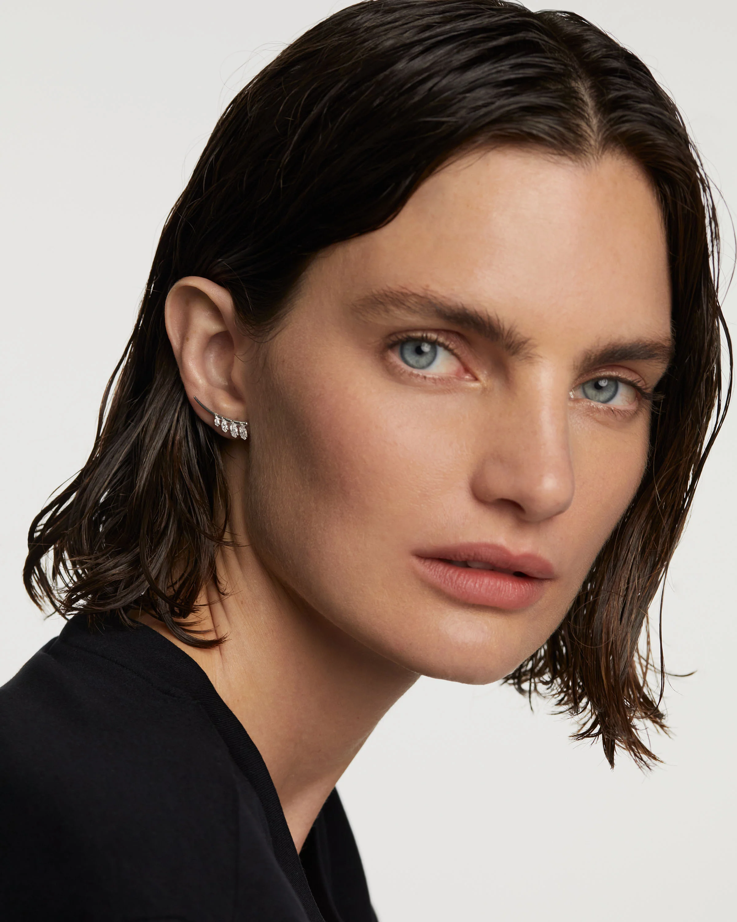 Aqua Silver Climbing Earrings