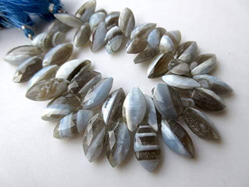 Natural Blue Grey Bi Color Opal Faceted Marquise Shaped Briolette Beads, 16mm to 22mm 4.25 Inch Long Strand. Code-HIGH-48182