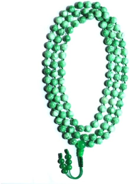 Natural Green & White Tibetan Jade 8mm 108 Mala Beads, Spiritual, Meditation Beads, Reiki, Japa Mala, Buddhist Prayer Beads, Yoga Bracelet, healing beads LKMALA-RRGU-858