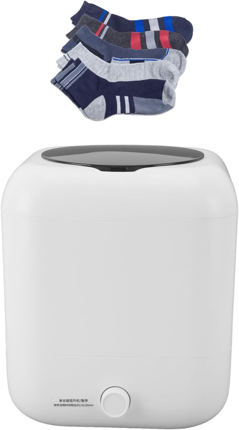 ciciglow Portable Washing Machine, 5L Mini Washer with Auto Water, 3 Level Timing, USB Low Noise, Compact Washing Machine for Socks Underwear Apartment Travel (White)
