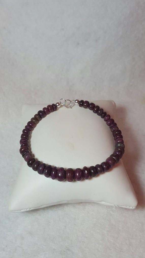 925 sterling Silver Artisan Loose 8-10mm Stracking Pink Ruby Bracelet Rondelle, Smooth 7