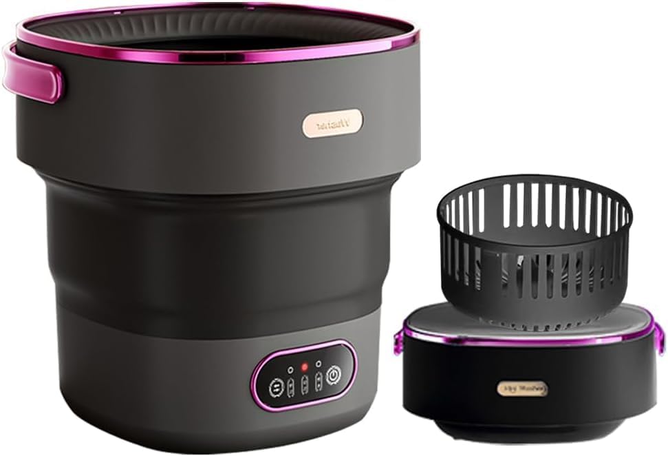 13L Portable Washer, With 3 Cleaning Modes, Mini Washing Machine- for Small Clothes, Underwear, Baby Clothe, Socks, Foldable Washing Machine, for Apartment&Home&Camping&Travel, Black-Purple