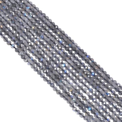 Natural Labradorite Gemstone Round Shape Faceted Beads 4X4 mm 5 Strand 13