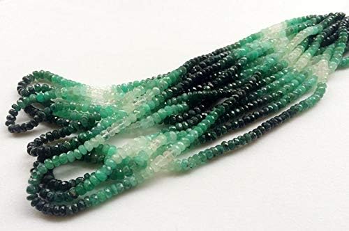 Emerald Beads, Shaded Emerald Faceted Rondelle Beads, Emerald Necklace, Original Emerald, 4.5mm, 16 Inch