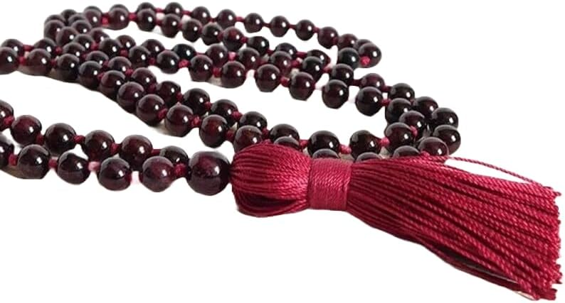 Natural Garnet 8mm 108 Mala Beads, Spiritual, Meditation Beads, Reiki, Japa Mala, Buddhist Prayer Beads, Yoga Bracelet, healing beads LKMALA-RRGU-1055