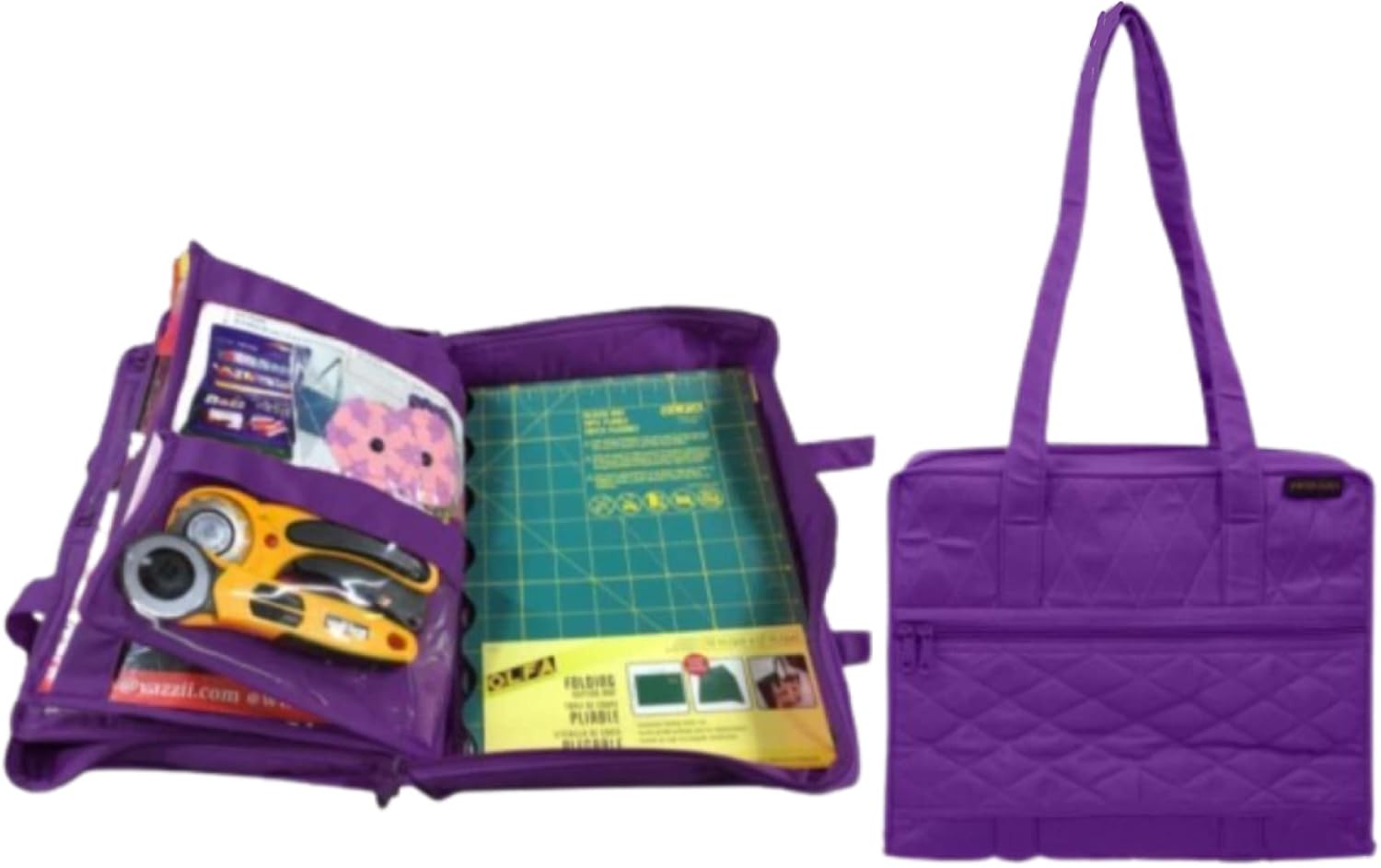 Yazzii Quilter’s Project Bag with 19 Pockets – Sewing Accessories Organizer - Sewing Supplies Organizer Tote for Quilting, Embroidery, and Sewing Purple