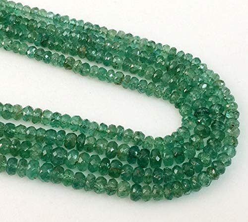 Emerald Beads, Natural Faceted Rondelle, Green Emerald Necklace, 3-5mm, 22 Inch