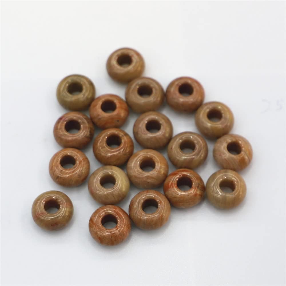 7X14Mm 50Pcs/Lot Natural Stone Red Emeralds andAmp; Synthetic Stone Hole Beads Abacus Shape Loose Beads for Jewelry Necklace Making - (Color: 24; Item Diameter: 14X7M)