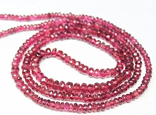 Rubellite Pink Tourmaline Rondelle Faceted Gemstone Craft Beads Strand 11