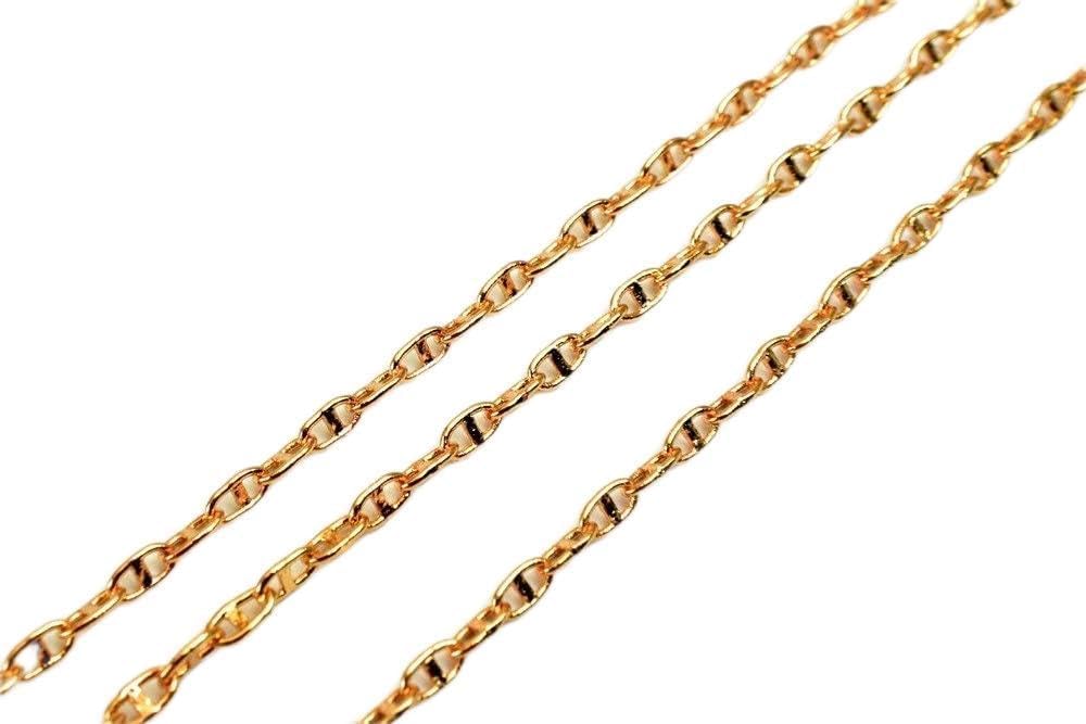 18K Pinky Gold Filled EP Chain Width 2mm Thickness 1mm Gold-Filled finding for Gold Filled Sold by Foot PGF01