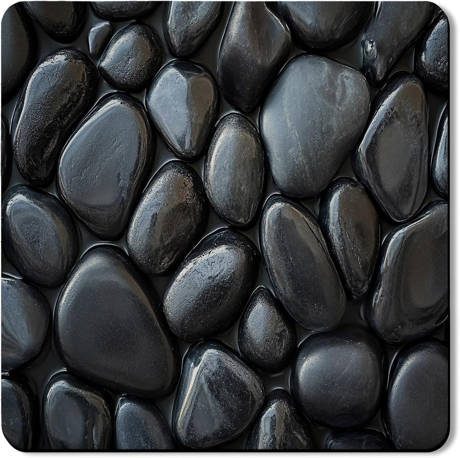 Elegant River Stone Washer Dryer Top Protector Mat, Modern Smooth Pebble Design Laundry Appliance Covers, Natural Rubber Anti-slip Waterproof Mats for Home 24x24 Inch