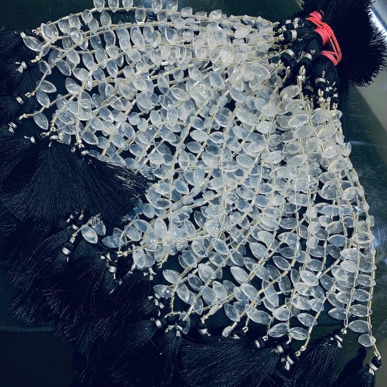 Natural Ice Quartz Boat Smooth Beads 12X6 14X7 mm 7 inch Long String Jewelry Making Gemstone Beads for Necklace Bracelet