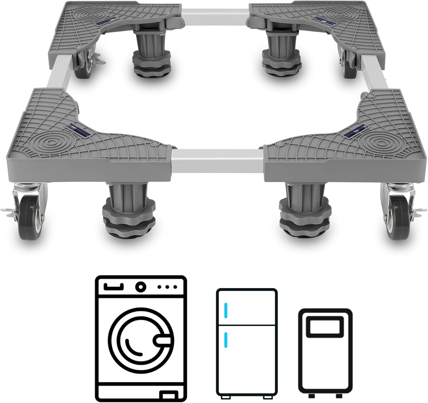 Mini Fridge Stand, Washing Machine Stand with 4, Washer and Dryer Stand with 4 Wheels, Adjustable Furniture Mover Stand for Home Laundry and Appliance