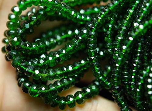 14 inch Strand Natural Chrome Diopside 5-4 mm rondelle Faceted Beads for Jewelry - gems Quality Strand, 14 inches Strand, AAA Super Rare Chrome Diopside Faceted rondelles Large Size 5-4mm