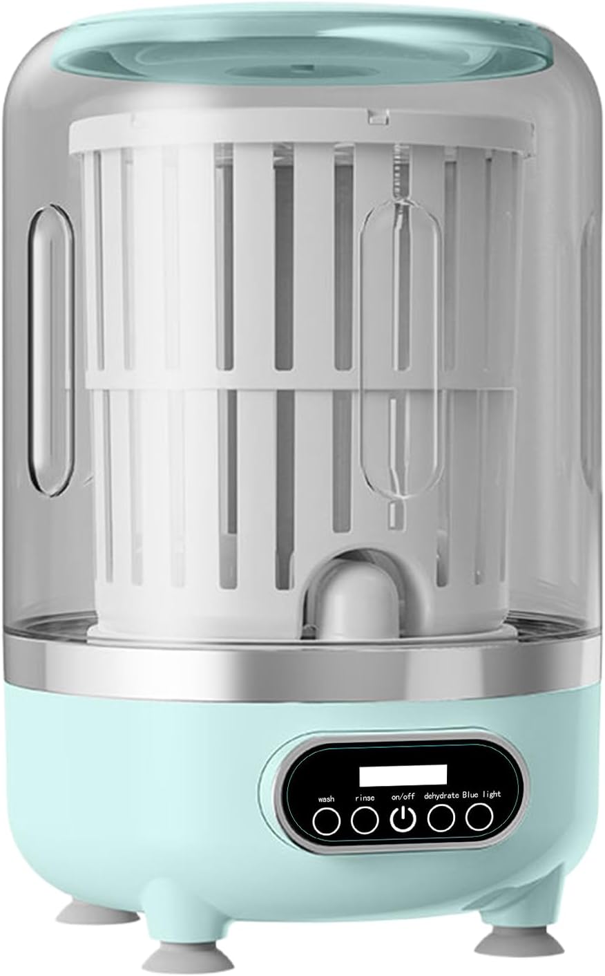 Portable Washing Machine - 25.5x15cm colapsiblle Washing Machine | Foldable Washer Dryer | Mini Laundry Machines Spin Basket | Travel Camping Bathroom Baby Clothes Socks T Shirt Underpants