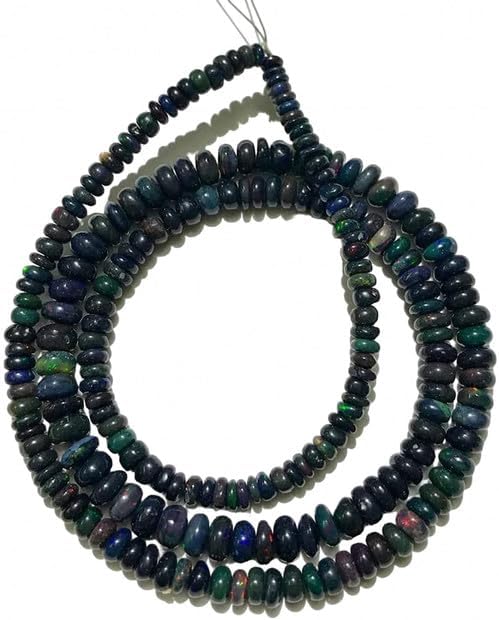13 inch Strand of gem Black Ethiopian Opal 3-6mm rondelle Smooth Beads for DIY Jewelry Making. Black Ethiopian Opal Beads Strand CHIK-STNRD-39636